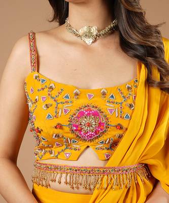 Mustard Yellow Ruffle Saree 6