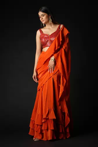 Rust Spice Trails Saree