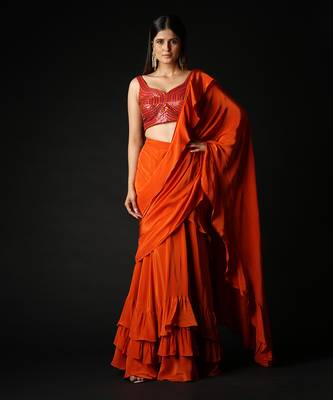 Rust Spice Trails Saree 4