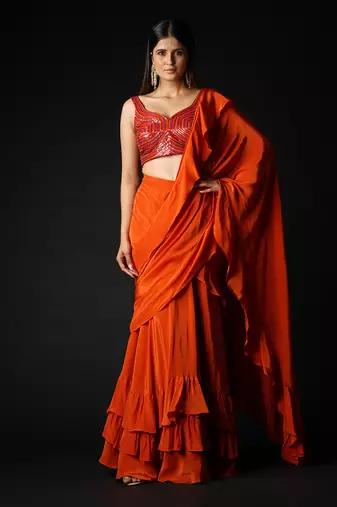 Rust Spice Trails Saree