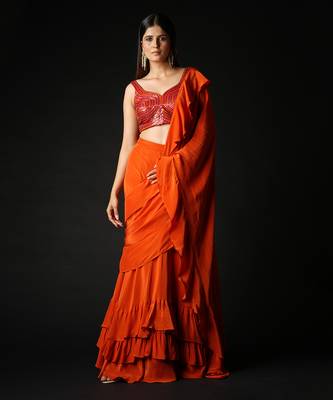 Rust Spice Trails Saree 7