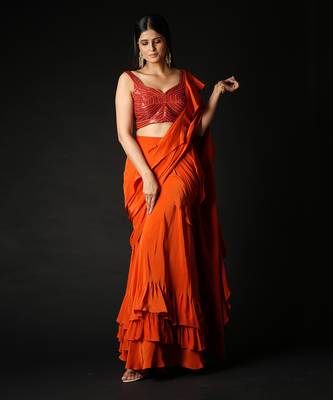 Rust Spice Trails Saree 9
