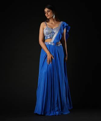 Cobalt Blue Twilight Sparkle Saree 2