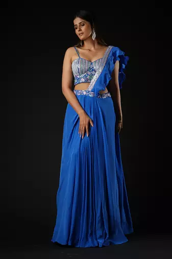 Cobalt Blue Twilight Sparkle Saree