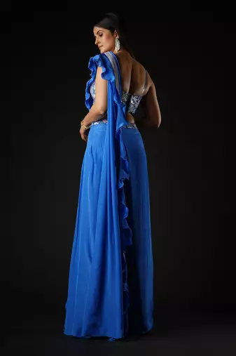 Cobalt Blue Twilight Sparkle Saree