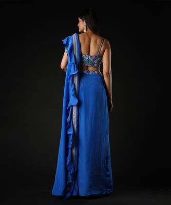 Cobalt Blue Twilight Sparkle Saree 4