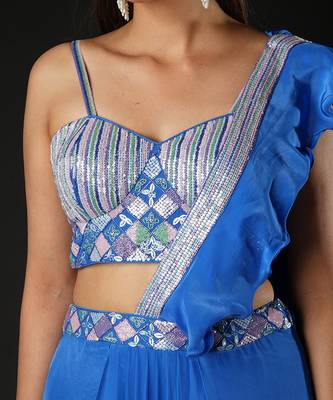 Cobalt Blue Twilight Sparkle Saree 5