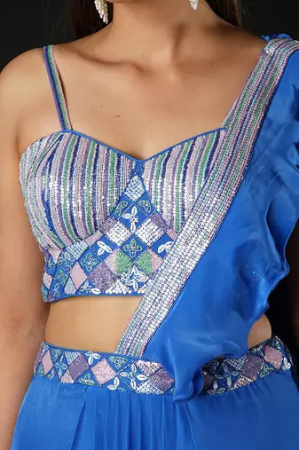 Cobalt Blue Twilight Sparkle Saree