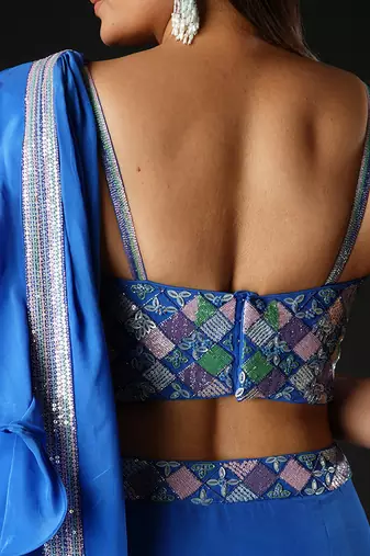 Cobalt Blue Twilight Sparkle Saree