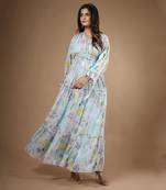 Blue Vintage Botanical Printed Dress