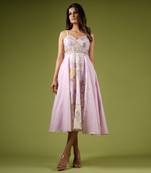 Pink Vintage Botanical & Stripes Printed Dress