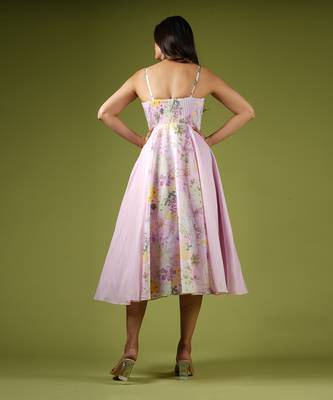 Pink Vintage Botanical & Stripes Printed Dress 6
