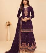 Purple embroidered faux georgette salwar