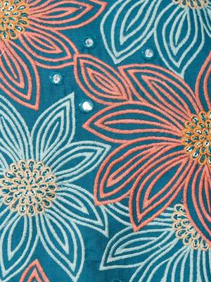Blue Artistic Floral Embroidery Straight Cotton Kurta 5