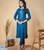 Sapphire Embroidered Straight Cotton Kurti