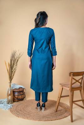 Sapphire Embroidered Straight Cotton Kurti 2
