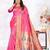 Magenta woven pure silk blend saree with blouse