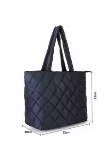 Uno Black Quilted Polyester Diamond Self Design Handheld Bag
