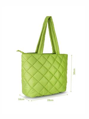 Uno Parrot Green  Quilted Polyester Diamond Self Design Handheld Bag 6