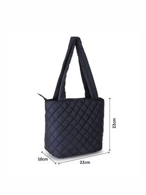 Anekaant Uno Black Quilted Polyester Diamond Self Design Handheld Bag 6