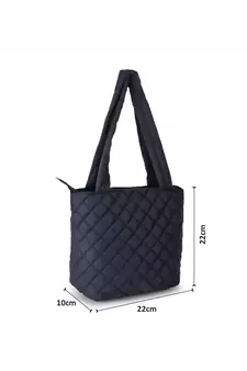 Anekaant Uno Black Quilted Polyester Diamond Self Design Handheld Bag