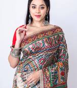 Bhagalpur tussar madhubani full work saree