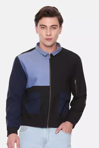 Tri Color Cotton Bomber Jacket