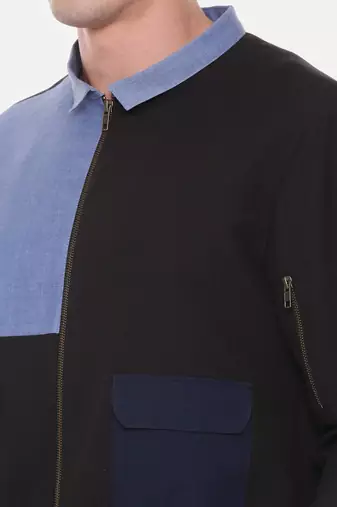 Tri Color Cotton Bomber Jacket