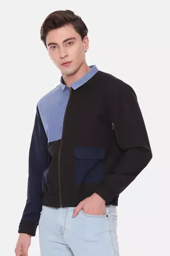 Tri Color Cotton Bomber Jacket
