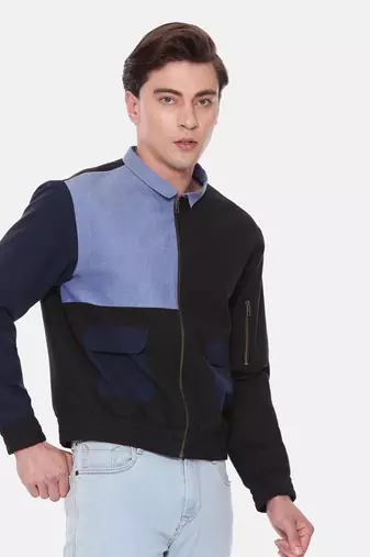 Tri Color Cotton Bomber Jacket