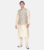 Green Printed Muslin Nehru Jacket