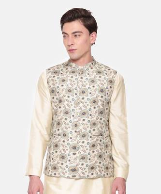 Green Printed Muslin Nehru Jacket 2