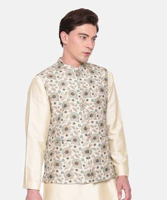 Green Printed Muslin Nehru Jacket 5