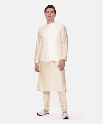 Ivory Chanderi Embroidered Jacket 1