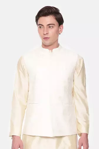 Ivory Chanderi Embroidered Jacket