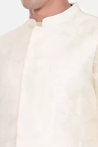 Ivory Chanderi Embroidered Jacket