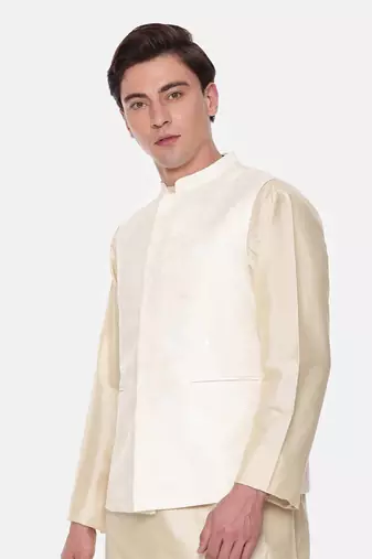 Ivory Chanderi Embroidered Jacket