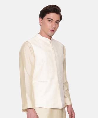 Ivory Chanderi Embroidered Jacket 5