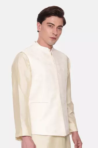 Ivory Chanderi Embroidered Jacket