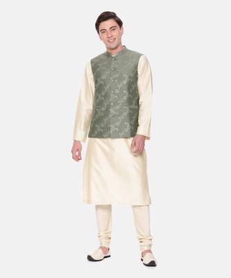 Green Chanderi Embroidered Jacket 1