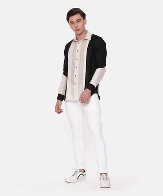 Two Color Linen Shirt 1