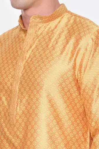 Yellow Jaquard Kurta Set