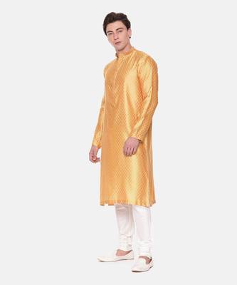 Yellow Jaquard Kurta Set 3