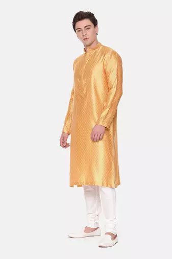 Yellow Jaquard Kurta Set