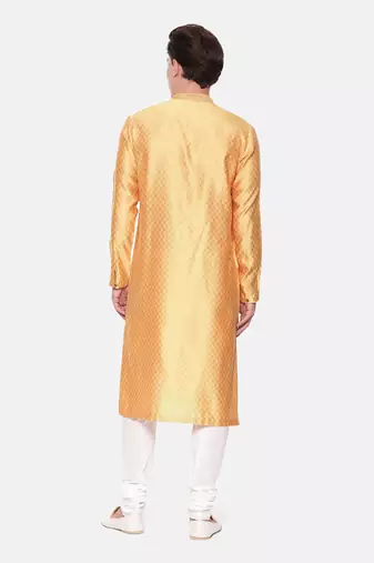 Yellow Jaquard Kurta Set