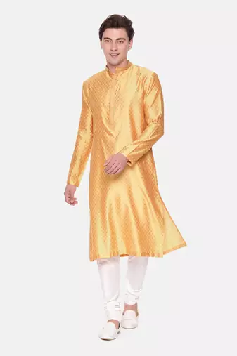 Yellow Jaquard Kurta Set