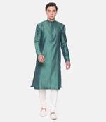 Green Blue Jaquard Kurta Set