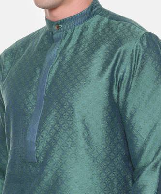 Green Blue Jaquard Kurta Set 2