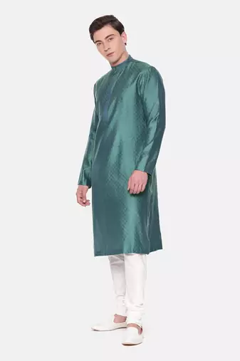 Green Blue Jaquard Kurta Set