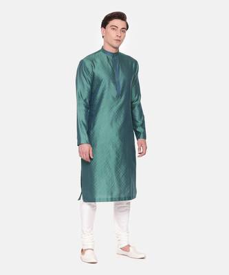 Green Blue Jaquard Kurta Set 4